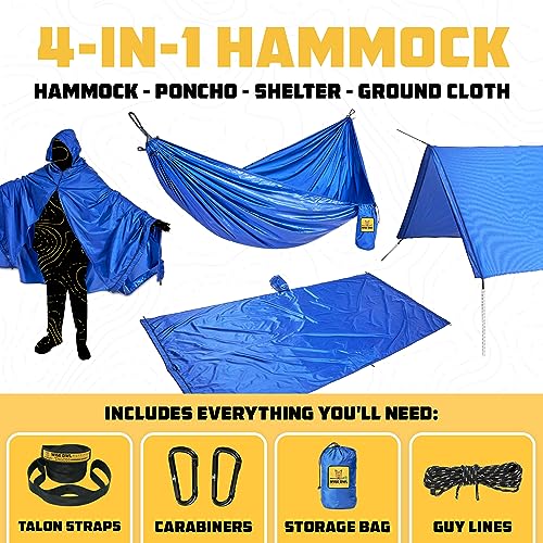 Wise Owl Outfitters Camping Hammock – 500lbs Portable Hammock with Tree Straps - Travel, Backpacking, Hiking, Outdoors Camping Gear - Single or Double - color: Navy, size: Single