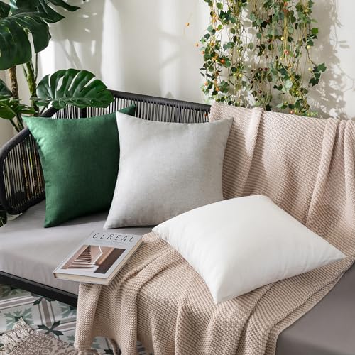 MIULEE Pack of 2 Decorative Outdoor Solid Waterproof Throw Pillow Covers Faux Linen Garden Farmhouse Cushion Cases for Patio Tent Balcony Couch Sofa 16x16 Inch Emerald Green - color: Emerald Green, size: 16" x 16" (Pack of 2)