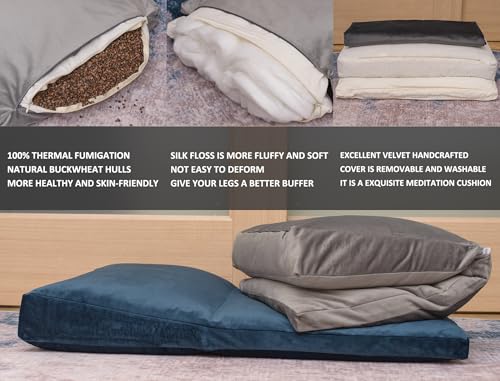 Meditation Cushion,Velvet Meditation Pillow and Zabuton 2-in-1 Portable Design(50 * 70CM). (Light Gray, Service H：9cm) - color: Light Gray
