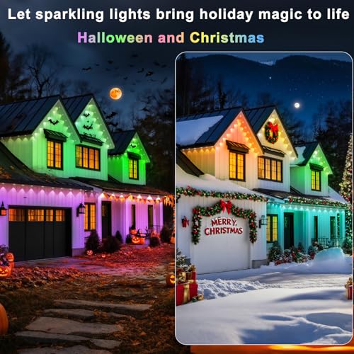 100FT Permanent Outdoor Lights, Smart RGB Eaves Lights with App/Remote Control, LED IP67 Waterproof Outdoor Lighting for Halloween Christmas Holidays Daily Party House Roof Lighting (100FT) - size: 100FT