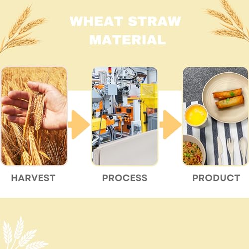ECOSTAR Wheat Straw Dinnerware Sets Unbreakable Plates Bowls and Cups Reusable Utensils Dishwasher Microwave Safe Bowls and Plates Sets (Beige) - color: Beige