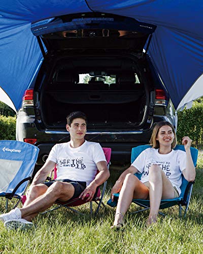 KingCamp Low Seat Beach Chair, Outdoor Camping Folding Chair with Cup Holder, 3 Colors - color: Low Cyan 1