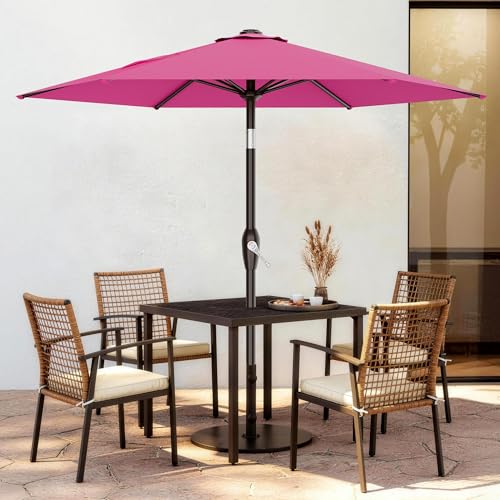 AreShark 7.5FT Patio Umbrella Table Market Umbrella with 6 Sturdy Ribs, Button Tilt/Crank, Heavy-Duty Outdoor Umbrellas for Pool, Deck, Garden and Backyard, Rose Pink - color: Rose Pink, size: 7.5FT