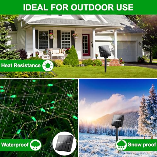 Brightever Solar String Lights, 2-Pack Total 80FT 200LED Solar Fairy Lights with 8 Lighting Modes, Solar Lights Outdoor Waterproof for Patio Christmas Wedding Party Tree Yard Decoration (Green) - color: Green, size: 2Packs（40FT 100LED）