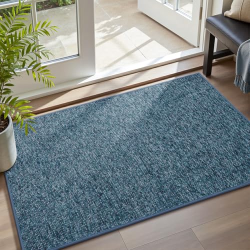 MontVoo Door Mat Indoor Entrance Doormat, Absorbent Durable Rubber Non Slip Front Door Mat for Inside Entry Entryway Dirt Trapper Welcome Mat, Navy Blue 32''x48'' - color: Navy Blue, size: 32''x48''