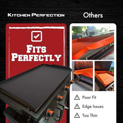 KITCHEN PERFECTION 22" Premium Silicone Griddle Cover Mat For Blackstone Griddle 22 Inch - Hermetic Protection From Rust & Debris All Year, Fits All Blackstone 22 Inch Models - Food Grade Silicone - color: Black 22 inch