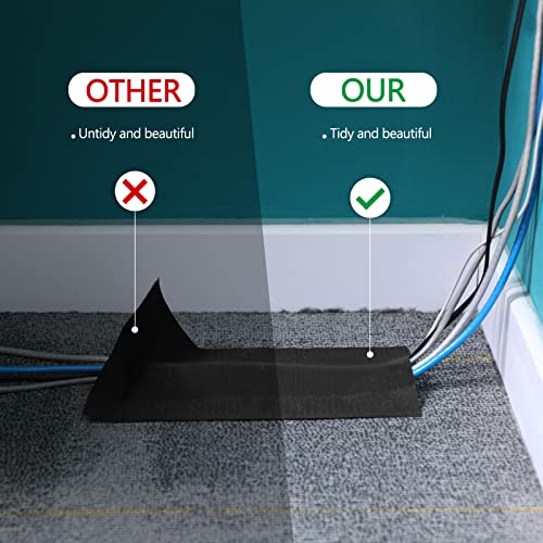 Syhood Cord Cover Floor Cable Protector Carpet Wire Cover Floor Cable Management for Office Carpet Organized and Protect(4 Inch X 50 Feet,Black) - color: Black, size: 4 Inch X 50 Feet