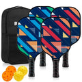 Pickleball Paddles, USAPA Fiberglass Pickleball Paddles Set of 4, Pickleball Set with 4 Pickleball Rackets, Including 4 Pickleballs & 1 Carry Bag, Pickle Ball Paddles Set for Men, Women - color: 5.Red&Blue Stripe-set of 4
