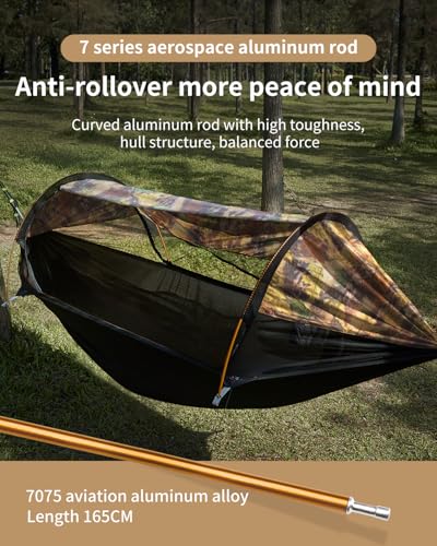 Camping Hammock Tent with Mosquito Net and Sunshade, Extra Large for 2 Person, Lightweight Hanging Hammocks Tree Straps, Bivvy Ground Tent for Outside, Hiking, and Travel - color: Hammock-camouflage