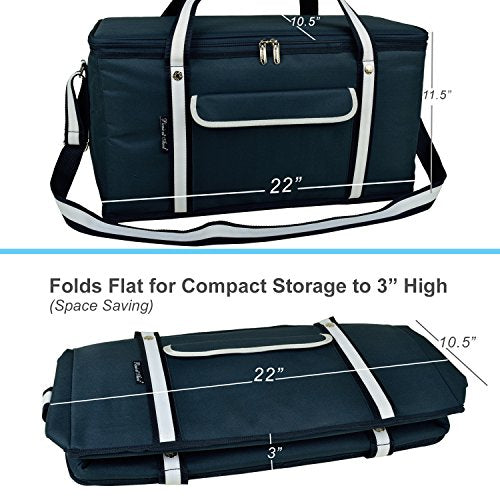 Picnic at Ascot 64 Can Capacity Heavy Duty Collapsible Leakproof Cooler- Designed & Quality Approved in The USA - color: Navy