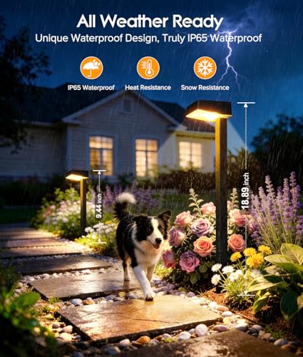 ELECLINK Solar Pathway Lights Outdoor, 4 Pack Garden Lights Solar Powered Path Lights with Bigger LED Lens, 2 Light Modes Waterproof Outdoor Solar Light for Yard Driveway Walkway Landscape Patio Lawn - size: 4 Pack