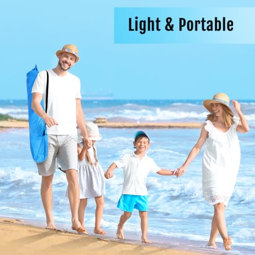 WhiteFang Deluxe Pop Up Beach Tent Sun Shade Shelter for 3-4/5-6 Person, UV Protection, Extendable Floor with 3 Ventilating Windows Plus Carrying Bag, Stakes, and Guy Lines - color: Gray Blue, size: X-Large