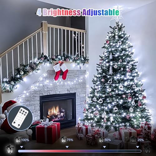 JMEXSUSS Christmas Lights, 600 LED 168FT Color Changing Christmas Tree Lights with Remote, 11 Modes, Timer, Waterproof, Clear Wire String Lights for Xmas Décor, White & Multicolor - color: White to Multicolor, size: 600 LED