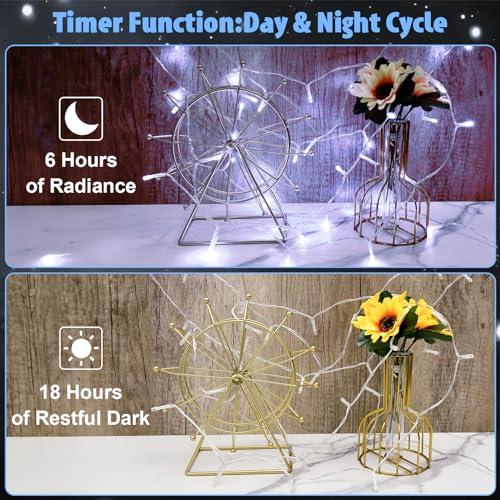 String Lights Outdoor Waterproof 9.8ft 30 LED, Cool White Fairy Lights Battery Operated with Timer Clear Wire for Indoor & Outdoor Decorations Garland Party Garden - color: Cool White