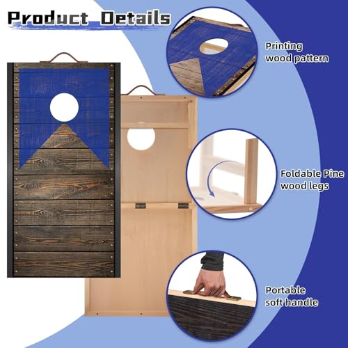 Portable Cornhole Board Set with Bean Bags 2 ft x 1 ft or 3 ft x2 ft or 10.16 * 5.04 Inch Foldable Corn Hole Games for Adults and Kids Indoor or Outdoor Corn Hole Toss Games Backyard Tarvel - color: Dark Wood