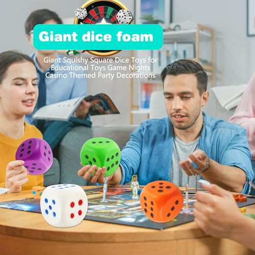 4 Pcs Jumbo Foam Dice Set 4 Inch Large Rounded Edge Playing Dice for Classroom Games Party Activities Kids Learning Math Indoor Outdoor Play (Color Style 3) - color: Color Style 3