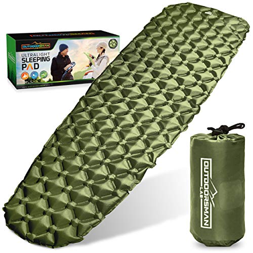 Sleeping Pad for Camping - Patented Camp Mat, Ultralight - Best Compact Inflatable Air Mattress for Adults & Kids - Lightweight Hiking, Backpacking, Outdoor & Travel Gear - color: Green