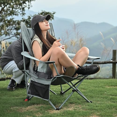 2-in-1 Reclining Camping Chair, Portable Folding Beach Lounge Chair with Footrest & Adjustable Backrest, Comfortable Lawn Chair for Adults Heavy Duty with Cup Holder for Outdoor Poolside Sports - color: Cyan, size: 1 Pack