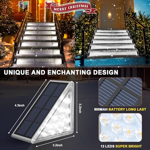 AUDLES LED Solar Step Lights Waterproof Outdoor Stair Lights, Solar Deck Lights Outdoor Decor IP67 Solar Lights for Yard, Patio, Garden, Walkways, Front Door, Pathway, Driveway (8) - color: Cool White, size: 8 Pack
