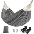 SONGMICS Double Hammock, 98.4 x 59.1 Inches, 660 lb Load Capacity, with Compression Bag, Mounting Straps, Carabiners, for Terrace, Balcony, Garden, Outdoor, Camping, Gray UGDC15GY - color: Grey