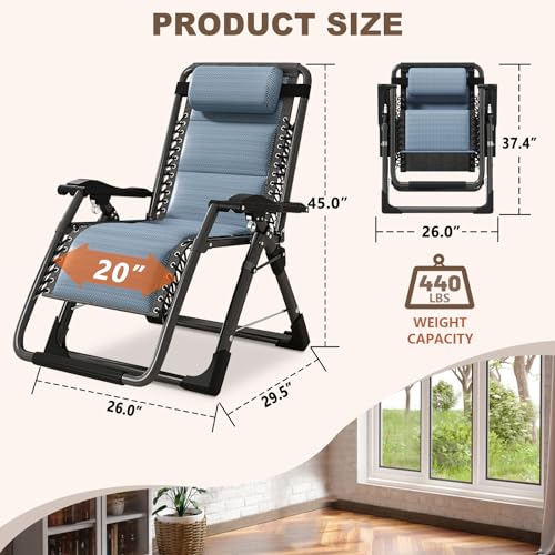 DoCred Comfy Folding Recliner Chair for Bedroom, Living Room & Patio - Ice Touch Lounge Chair with Removable Tray for Indoor Outdoor - color: Ice Blue