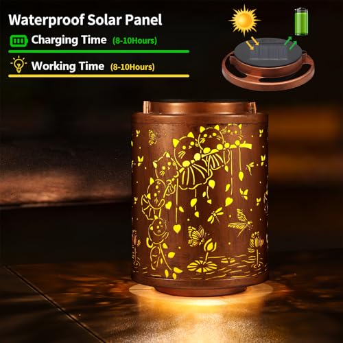 Solar Lanterns Garden Decor Birthday Gifts for Women Mon Grandma Metal Hanging Solar Lights Waterproof Outdoor Decoration for Outside LED Lanterns for Yard Patio Lawn (Cat) - style: Cat