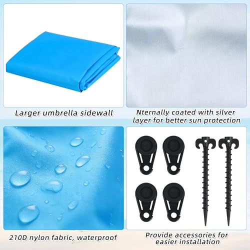 Bylion Large 5.9 x 9.8ft Umbrella Side Shade-UPF50+ Sidewall Accessory for Portable Beach Umbrella Removable Shelter Wall to Block Sun, Wind, & Rain - Waterproof SunWall for Universal Canopy Sunshade