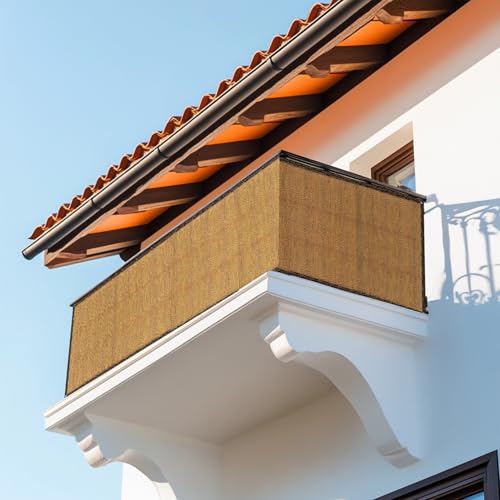 RAINFLOW Fence Privacy Screen Outdoor - Balcony Privacy Screen Garden Mesh Fence Panels Shade Cloth Decorative Plastic Covering Porch Screens Cover for Apartment Patio Backyard Wall 3' x 10' Brown