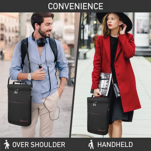 opux 2 Bottle Wine Carrier Tote, Insulated Leakproof Wine Cooler Bag, Wine Travel Bag Tote for Picnic BYOB Beach, Portable Wine Bottle Carrying Case, Gift for Wine Lover Women Men Christmas, Black - color: Black