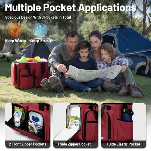 MIER Lunch Box for Men Heavy Duty Insulated Lunch Bag 20 Cans Large Leakproof Soft Cooler Bags with Multiple Pockets for Picnic Work Travel (Red) - color: Red