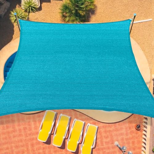 8'x12' Sun Shade Sail Curved Commercial Outdoor Shade Cover Turquoise Rectangle Heavy Duty Permeable 185GSM UV Block Sunshade for Backyard Yard Deck Patio Garden Outdoor Activities and Facility - color: Turquoise, size: 08' x 12' Standard