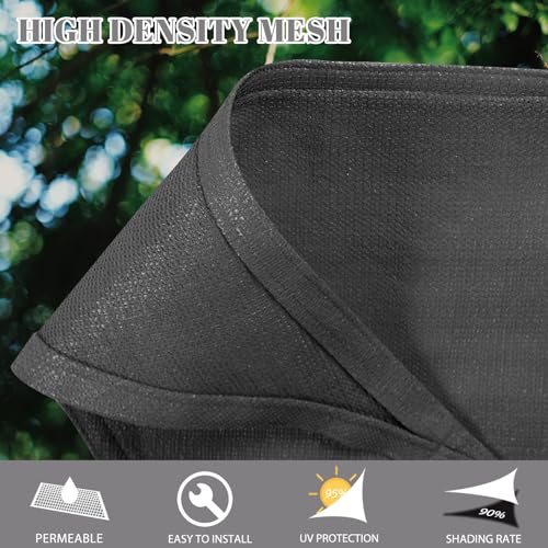 Cool Area Sun Shade Sail 10x10x14FT Triangle Shade Canopy Outdoor Shade Cover for Patio Backyard Deck Garden, Dark Grey