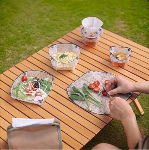Ultra Light Portable Collapsible Outdoor Cutlery 3 Piece Set, Foldable Plate,Bowl,Cup,Easy To Clean, Reusable,Space Saving,Heat Resistant, Food Grade Material, For Office, Picnic,Camping, Travel