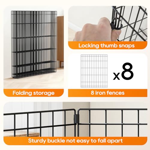 NChanmar Pet Dog Palypen Foldable Portable Metal Dog Fence Pet Exercise Pen for Outdoor & Indoor 30 Inch Height 8 Panels Puppy Palypen Kenne w/Door for Puppy Dogs Small Breeds, Black - size: 30 In