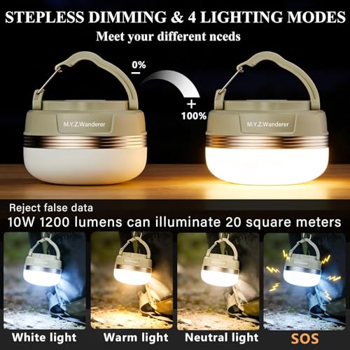 LED Camping Light Rechargeable, 1200LM High Brightness Tent Light with Magnet & 4 Modes Camping Lantern, Portable Hanging Lantern for Power Outages, Hurricanes, Home Emergency, Outdoor--2 Pack - color: 2 Pack