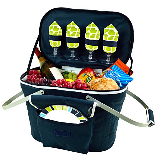 Army Black Knights Licensed Patented Collapsible Insulated Picnic Basket Equipped with Service for 4- Designed and Assembled in USA