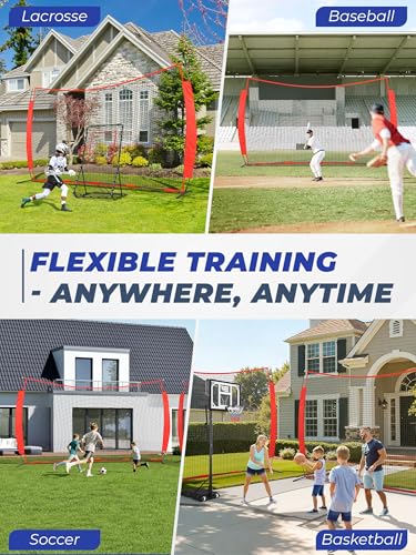 12x9/16x10/20x10ft Barricade Backstop Net, Ball Sports Barrier Netting, Protection Screen for Baseball Softball Lacrosse Soccer Hockey Training for Backyard with Carry Bag - size: 16x10ft