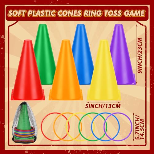 34 Pcs Carnival Play Set 5 in 1 Carnival Can Soft Plastic Cones Ring Toss ‌Sport‌ Bean Bag Toss Lawn Party Outdoor Supplies Birthday Party Backyard Events Summer