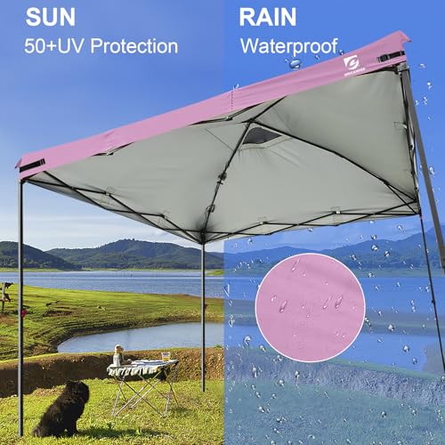 10x10 Pop Up Canopy Replacement Top Cover with Air Vent for Straight Leg Canopy Tent, Waterproof for Outdoor Garden Patio Camping Sun Shade (Pink) - color: Pink