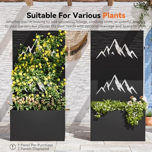 Modern Shade Metal Planter Box with Trellis Privacy Screen, 6x3 FT Large Raised Garden Bed, Multi-Functional Privacy Screen Outdoor with Drainage Holes for Climbing Plants, Summit Horizon - size: 1 PC (Summit Horizon) with Planter Box
