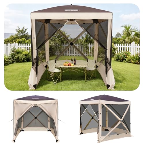 Tecoom 4-Sided Pop Up Gazebo Tent, Instant Screen House with Mosquito Netting Canopy for Camping, Waterproof & Removable Siedwalls, 6x6ft Portable Sun Shelterl for Outdoor, Garden, Backyard - size: 6.1x6.1ft