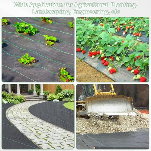 4FT X 328FT Garden Weed Barrier Landscape Fabric Heavy Duty Ultra Thick Premium Weeds Control Mat Ground Cover Weed Block Gardening Mat, 20 Ground Stakes Included - size: 4ft x 328ft