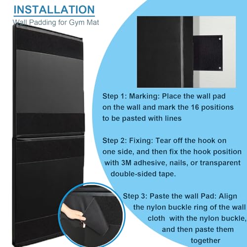 Basketball Wall Panels, 2" Thick Wall Pads for Gym, Gym Wall Padding with Waterproof Leather, Anti Collision Padded Foam Mat Protection for Kids Basketball Hoops - color: Black, size: 72"x24"x2"
