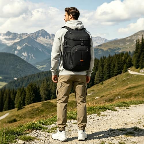 Pritent Cooler Backpack for Men Women Insulated Waterproof Backpack Cooler Leak Proof Cooler Bag Lightweight Lunch Backpack for Camping Beach Travel Picnic - color: Black, size: 45 Cans