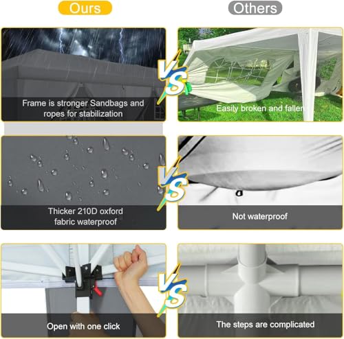 COBIZI 10x30 Pop Up Canopy with 8 Sidewalls for Parties Wedding Backyard, Waterproof Outdoor Commercial Event Shelter with Stakes, Ropes, Sandbags, Grey - color: Gray, size: 10x30ft With 8 Sidewalls