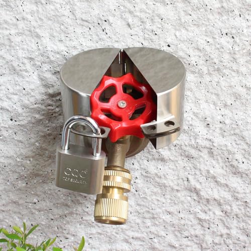 Outdoor Faucet Lock with Padlock Water Spigot Lockout Device Suitable for Garden Hose Bib Water Valve Childproof,Prevent Water Theft and Unauthorized Use of Water, Stainless Steel - color: Stainless Steel