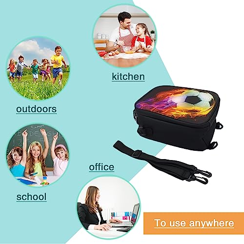 Lunch Tote, 2019 Upgrade Insulated Football Lunch Bag- Waterproof Reusable Lunch Box Portable Meal Bag Ice Pack for Kids Boys Girls - color: Football Fire Red