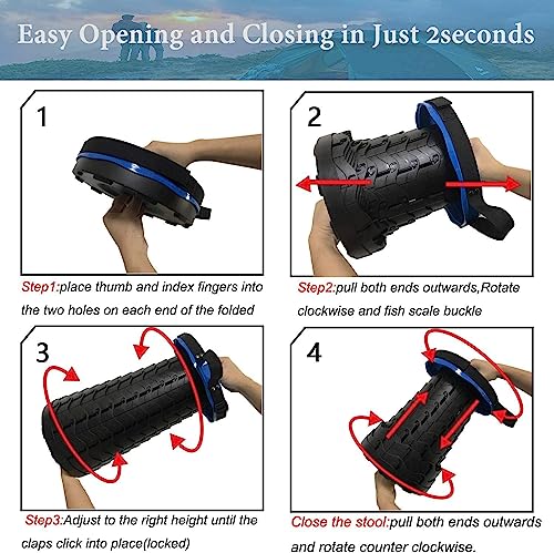 Fishboy Upgraded Collapsible Stool, 400lbs Max Weight, Lightweight But Sturdy, Portable Retractable Folding Telescoping Foldable Camping Stool for Adults Outdoor Fishing Hiking BBQ - color: Blue