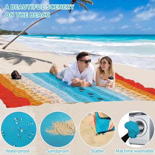 Beach Blanket Waterproof Sandproof Oversized Lightweight 78''×81'' 1-5 Adults Blanket Beach Large Picnic Mat for Travel Camping Hiking Picnic - color: Beach, size: 78''x81''