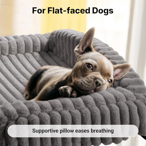 Veehoo Elevated Dog Bed with Bolster Cushion, Fluffy Plush Dog Couch Beds for Small Dogs, Cats, Washable Raised Pet Cot with Non-Slip Feet for Indoor or Patios Use, 36 x 28 Inches, Grey - color: Grey, size: 36.0"L x 28.0"W x 8.3"Th